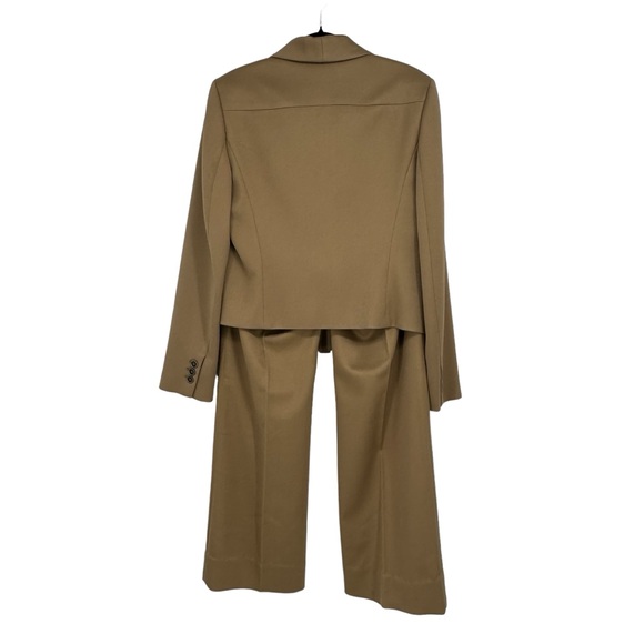 Women Anne Klein Size 12 (Jacket) 8 (Pants) Tan Polyester/Rayon/Spandex Pantsuit - Picture 6 of 16